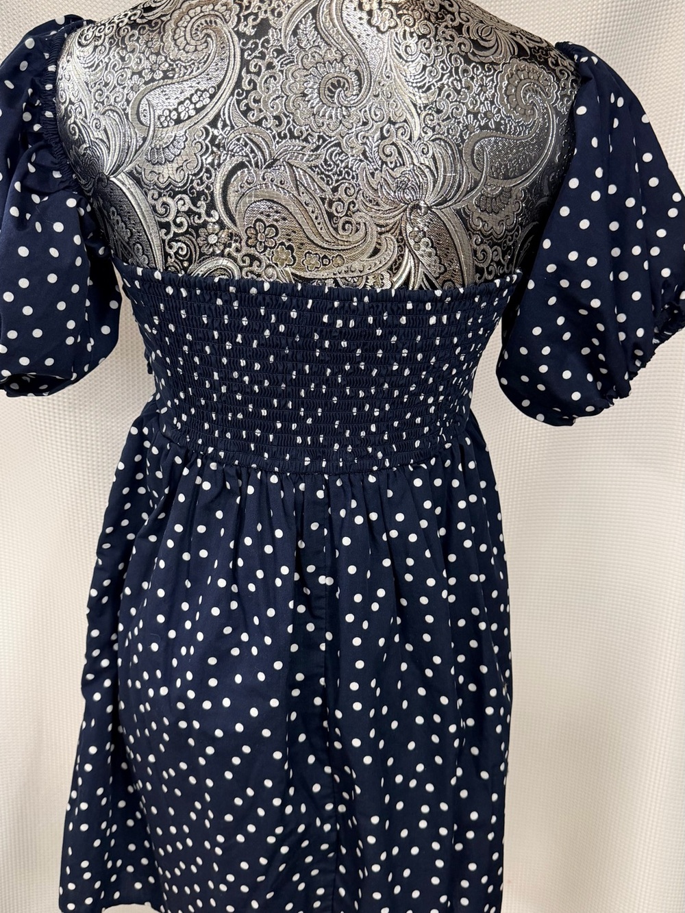 Abercrombie & Fitch Navy and White Polka Dot Mini Dress/Shorts - Picture 8 of 14